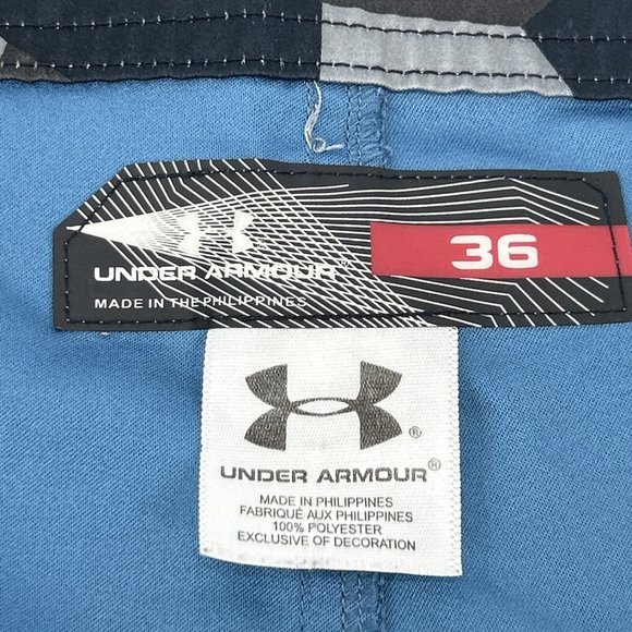 Under Armour Boardshorts Men's 36 Blue‎ Swim Zipper Pocket Logo - Picture 2 of 13